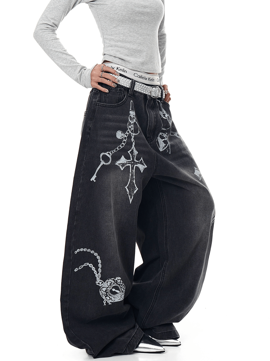 BLACKLISTS Chain Reign Baggy Jeans - Dekayed