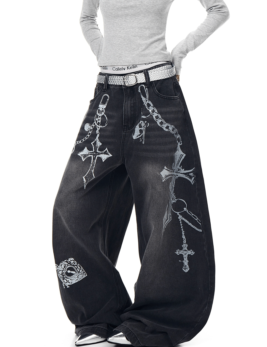 BLACKLISTS Chain Reign Baggy Jeans - Dekayed