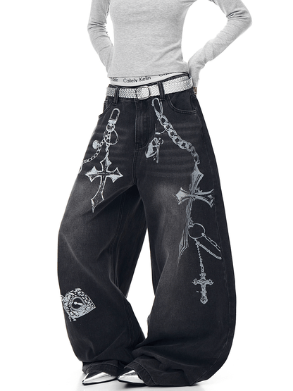 BLACKLISTS Chain Reign Baggy Jeans - Dekayed