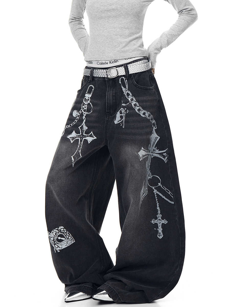 BLACKLISTS Chain Reign Baggy Jeans - Dekayed