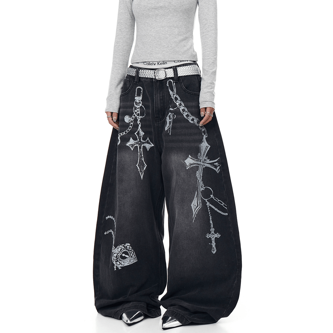 BLACKLISTS Chain Reign Baggy Jeans - Dekayed