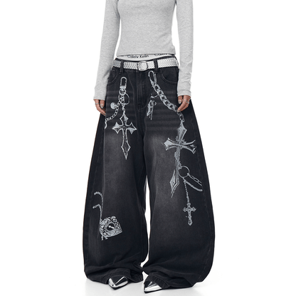 BLACKLISTS Chain Reign Baggy Jeans - Dekayed