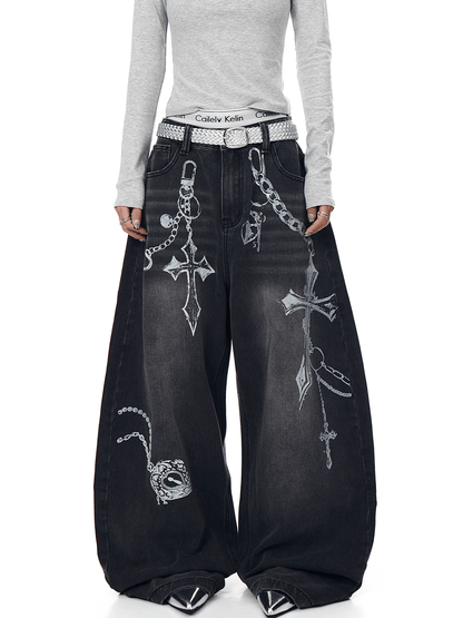 BLACKLISTS Chain Reign Baggy Jeans - Dekayed