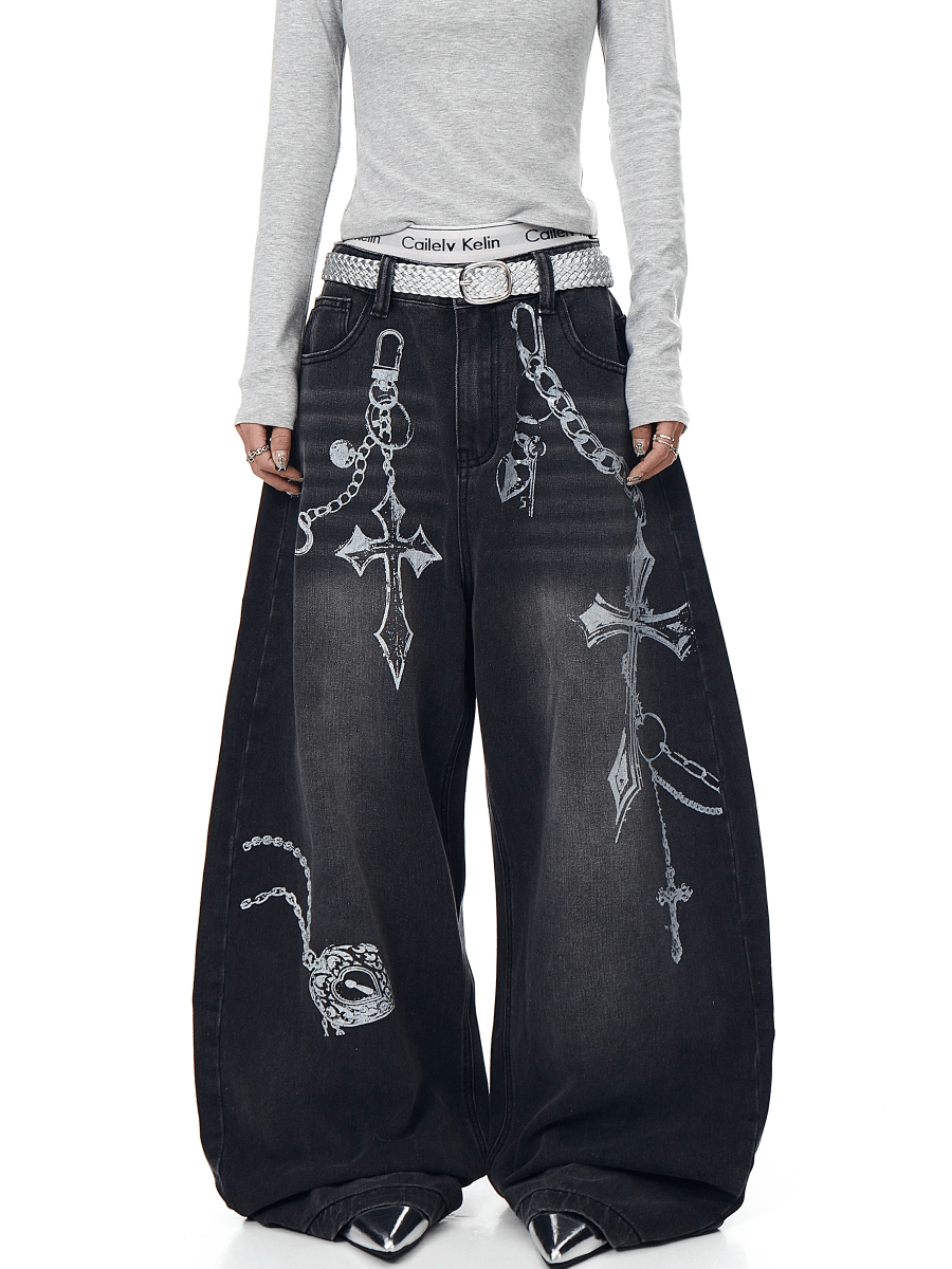 BLACKLISTS Chain Reign Baggy Jeans - Dekayed