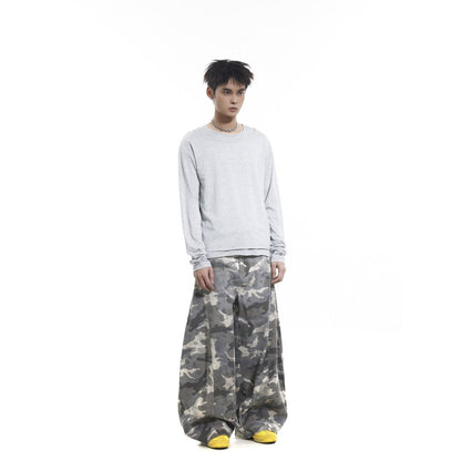Boxy Washed Camouflage Baggy Jeans - Dekayed