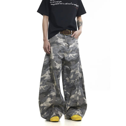 Boxy Washed Camouflage Baggy Jeans - Dekayed