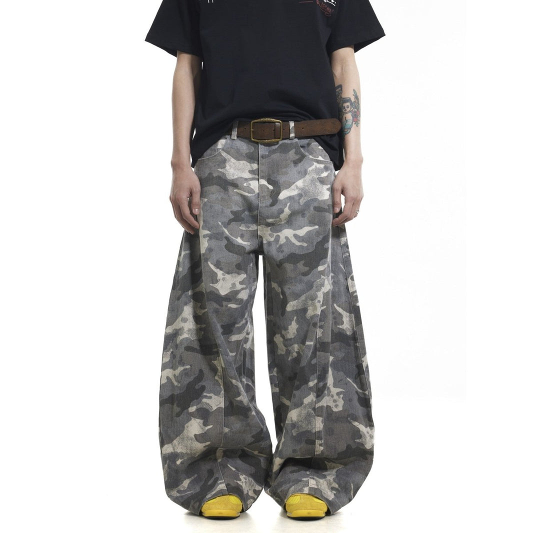 Boxy Washed Camouflage Baggy Jeans - Dekayed