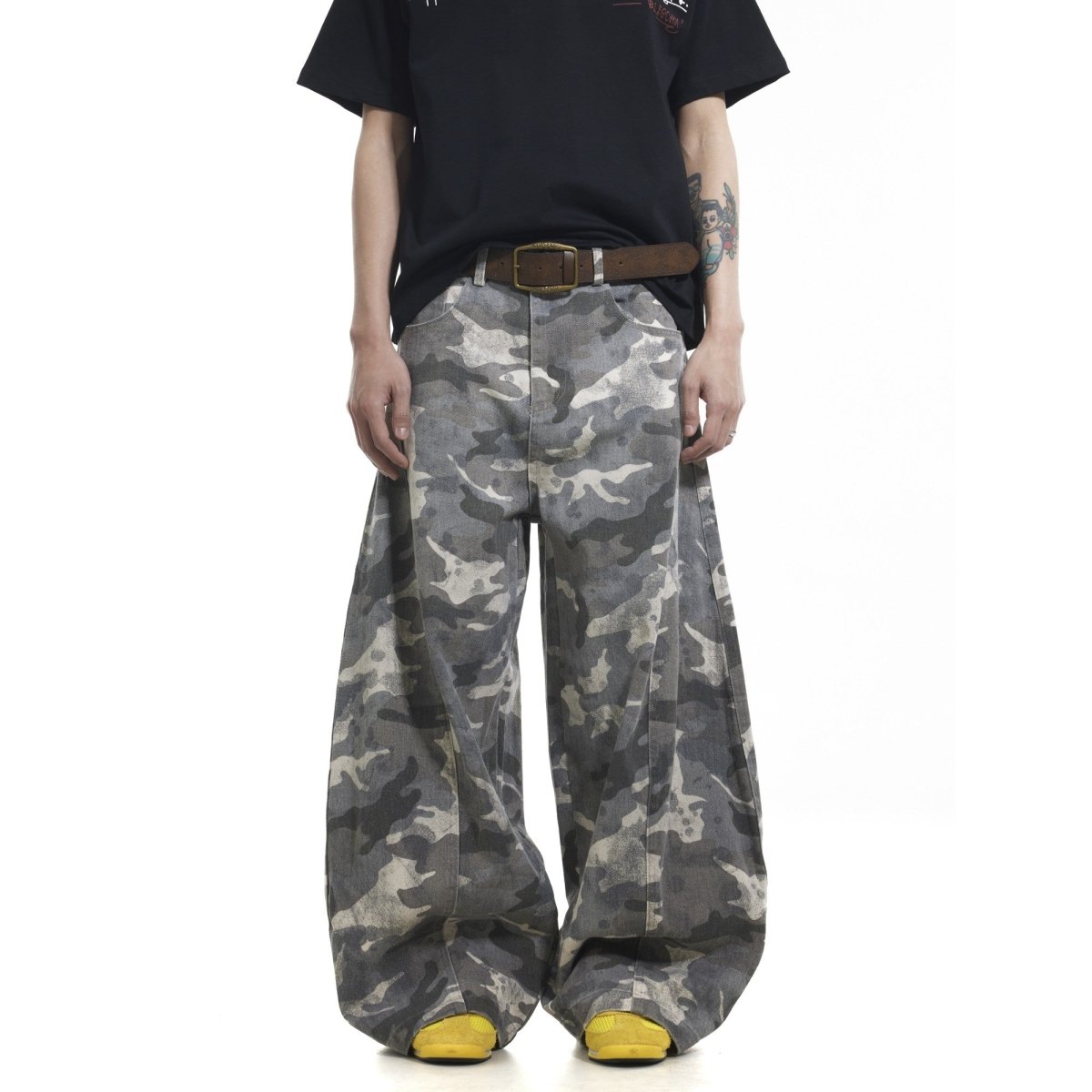Boxy Washed Camouflage Baggy Jeans - Dekayed