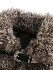 "Gemini" Metal leather Faux Fur Jacket