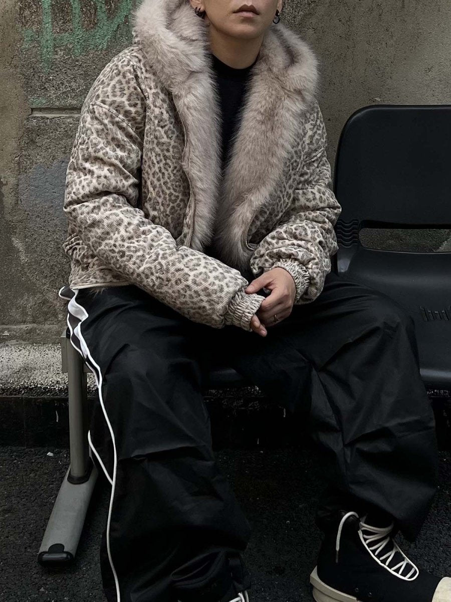 Cheetah Print Mink Fur Hooded Jacket - Dekayed