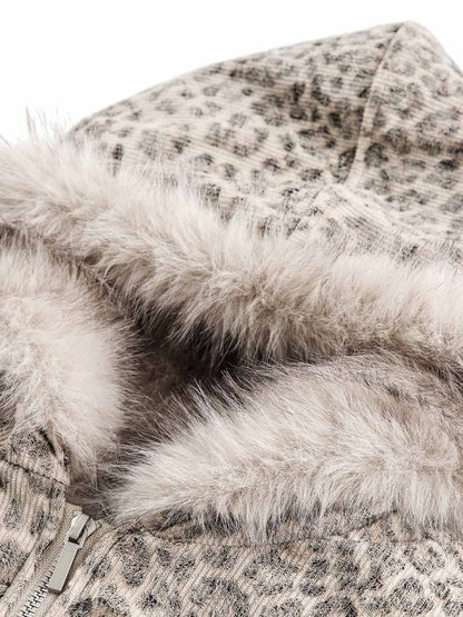 Cheetah Print Mink Fur Hooded Jacket - Dekayed