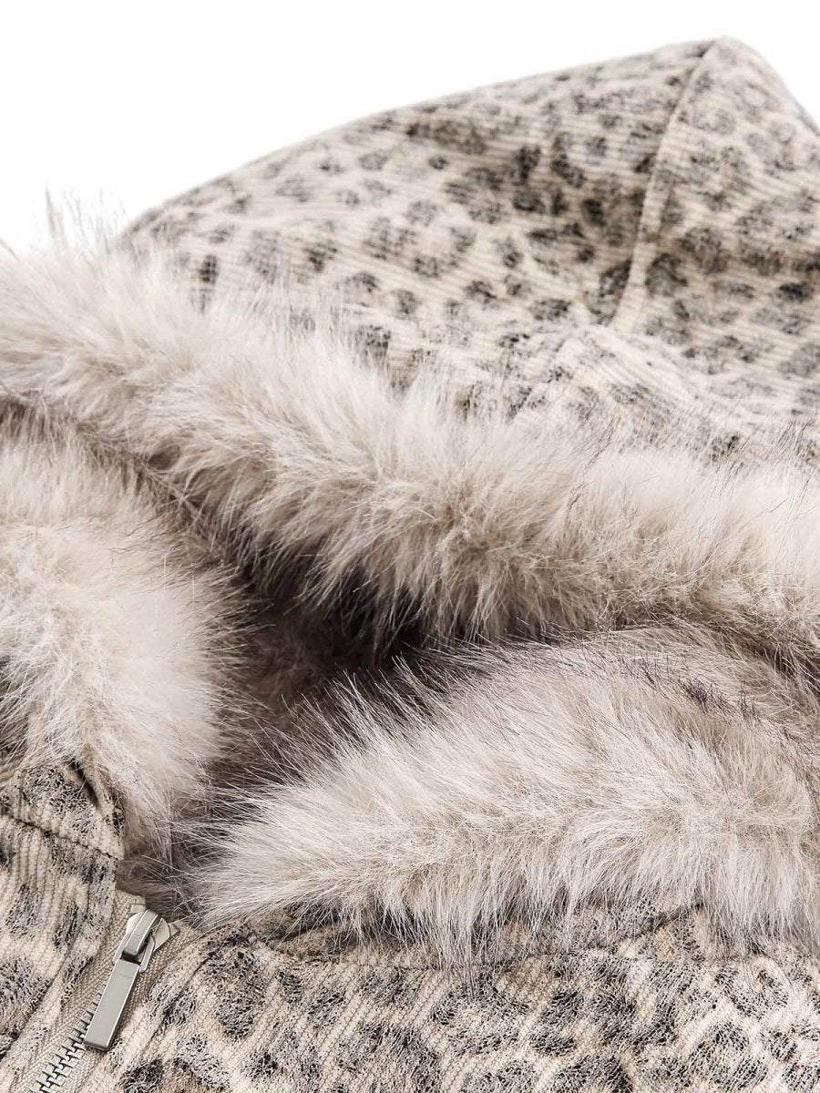 Cheetah Print Mink Fur Hooded Jacket - Dekayed