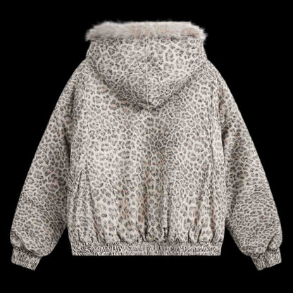Cheetah Print Mink Fur Hooded Jacket - Dekayed