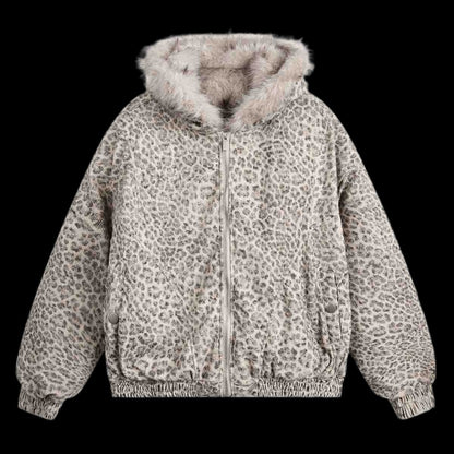 Cheetah Print Mink Fur Hooded Jacket - Dekayed