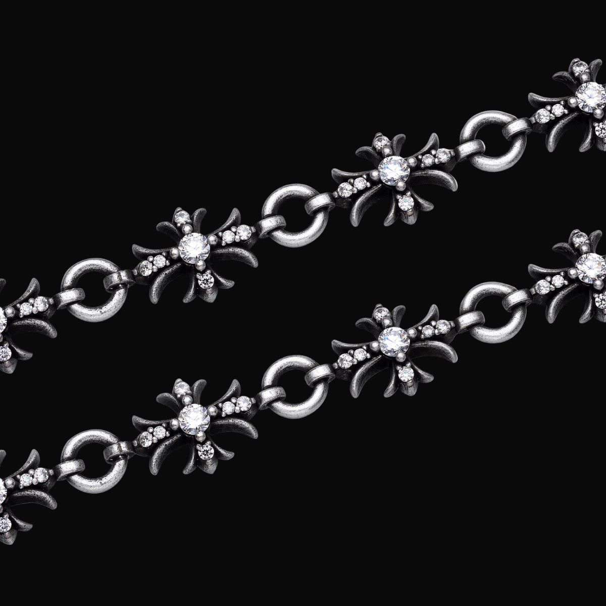 Distressed Iris Long Cross Bracelet with Moissanite - Dekayed