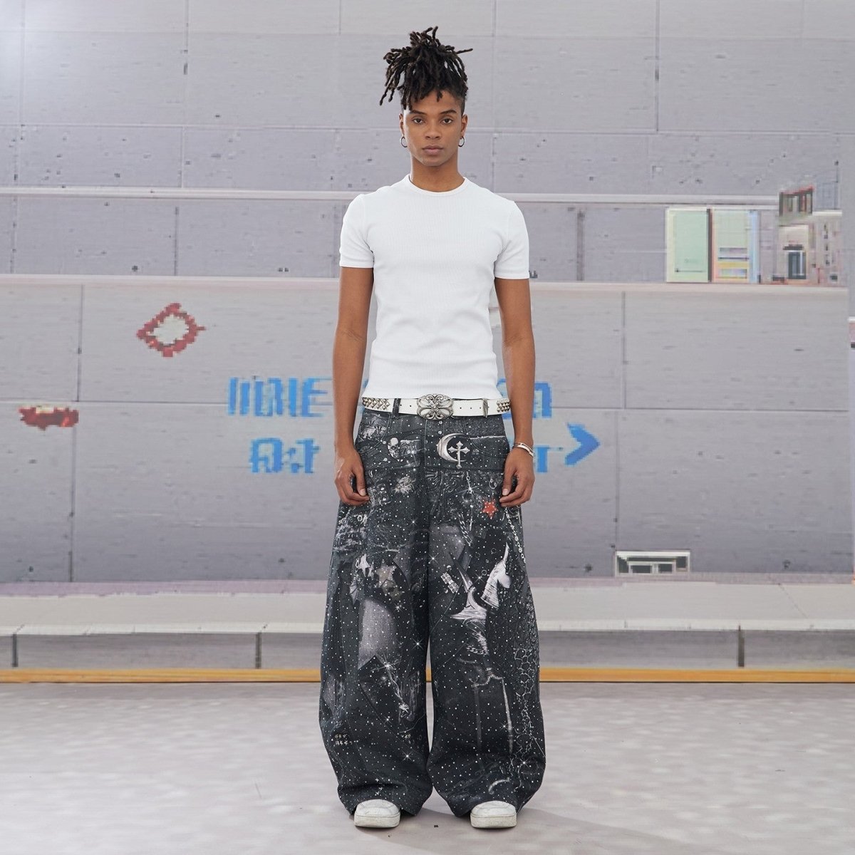 DND4DES Armored Coke Baggy Denim Print Pants - Dekayed