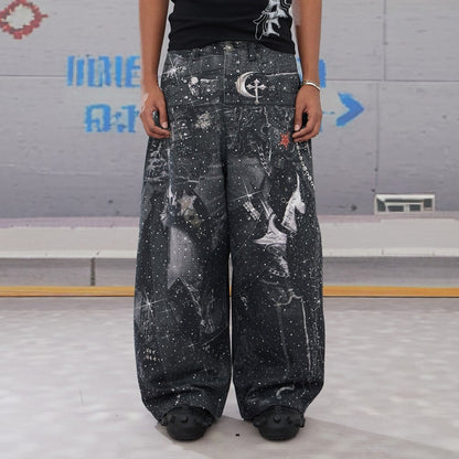DND4DES Armored Coke Baggy Denim Print Pants - Dekayed