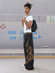 DND4DES Cow Leopard Print Baggy Scimitar Baggy Jeans - Dekayed