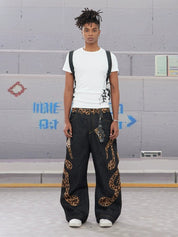 DND4DES Cow Leopard Print Baggy Scimitar Baggy Jeans - Dekayed