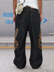 DND4DES Cow Leopard Print Baggy Scimitar Baggy Jeans - Dekayed