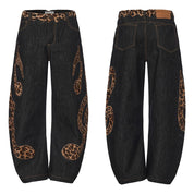 DND4DES Cow Leopard Print Baggy Scimitar Baggy Jeans - Dekayed