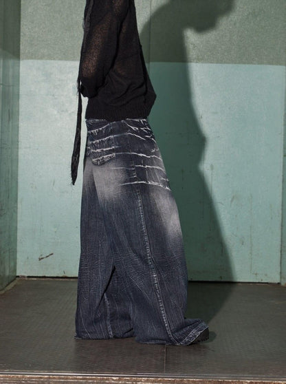 DND4DES Lighting Crease Washed Wide - Leg Jeans - Dekayed