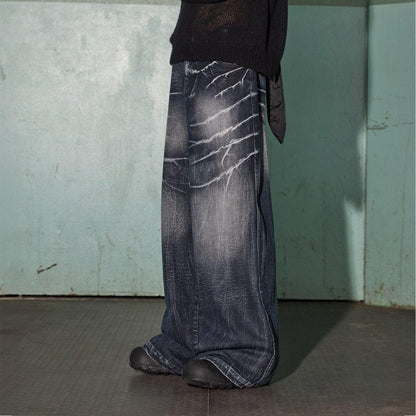 DND4DES Lighting Crease Washed Wide - Leg Jeans - Dekayed