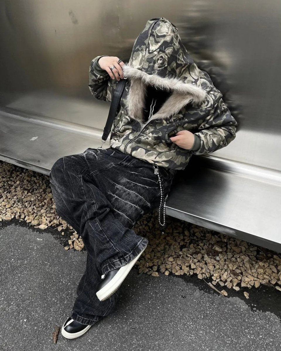 DND4DES Lighting Crease Washed Wide - Leg Jeans - Dekayed