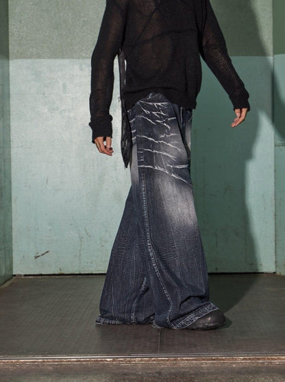 DND4DES Lighting Crease Washed Wide - Leg Jeans - Dekayed