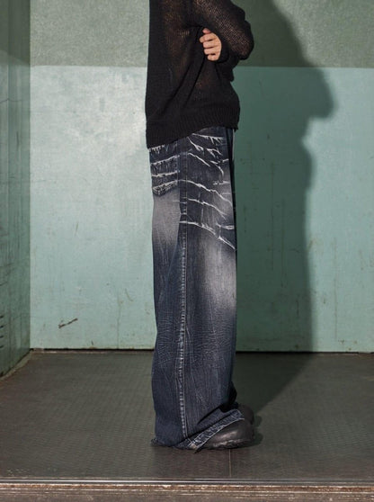 DND4DES Lighting Crease Washed Wide - Leg Jeans - Dekayed
