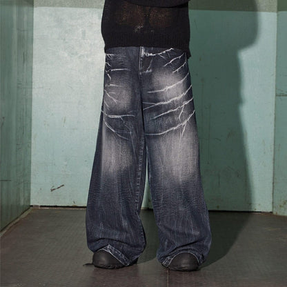 DND4DES Lighting Crease Washed Wide - Leg Jeans - Dekayed