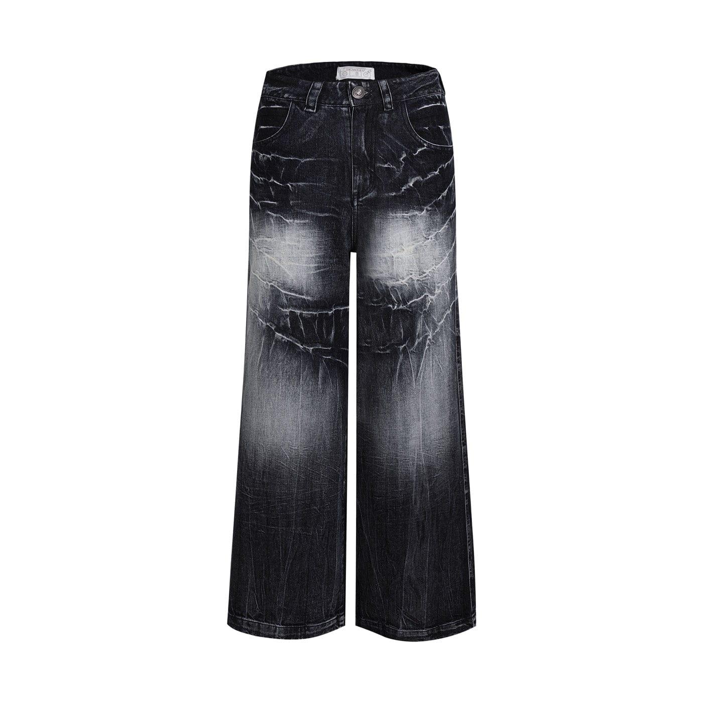 DND4DES Lighting Crease Washed Wide-Leg Jeans - Dekayed