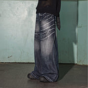 DND4DES Lighting Crease Washed Wide-Leg Jeans - Dekayed