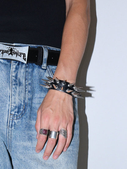 Double Row Rivet Spike Bracelet - Dekayed