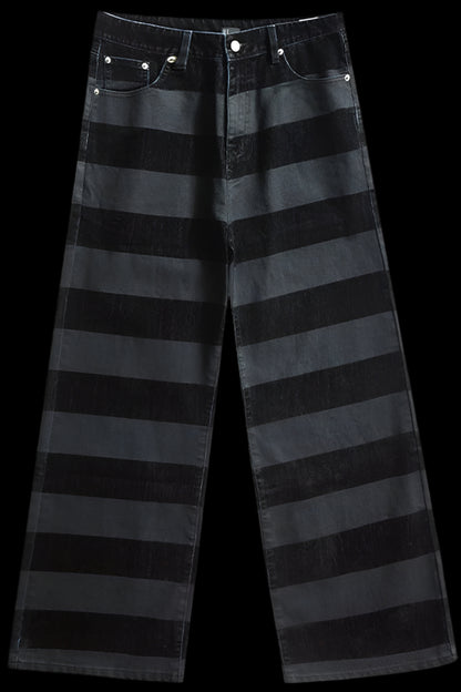 Striped Straight-Leg Denim Pants