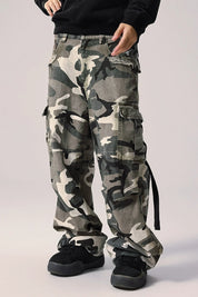 A man wearing Vintage Camouflage Cargo Pants.