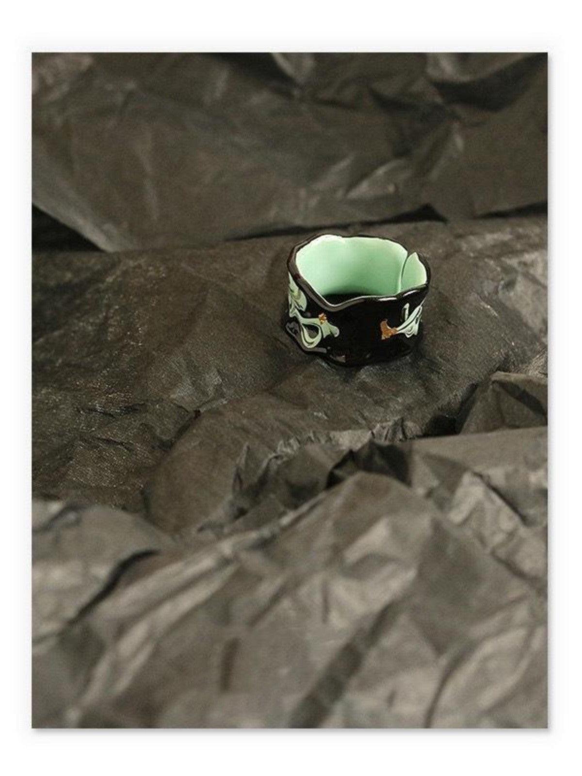 Enamel Emerald Rose Ring - Dekayed