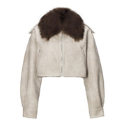 Fur Collar Cropped Jacket - Dekayed