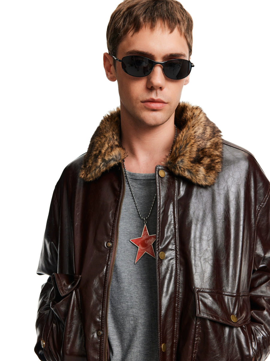 Fur Collar Leather Jacket - Dekayed