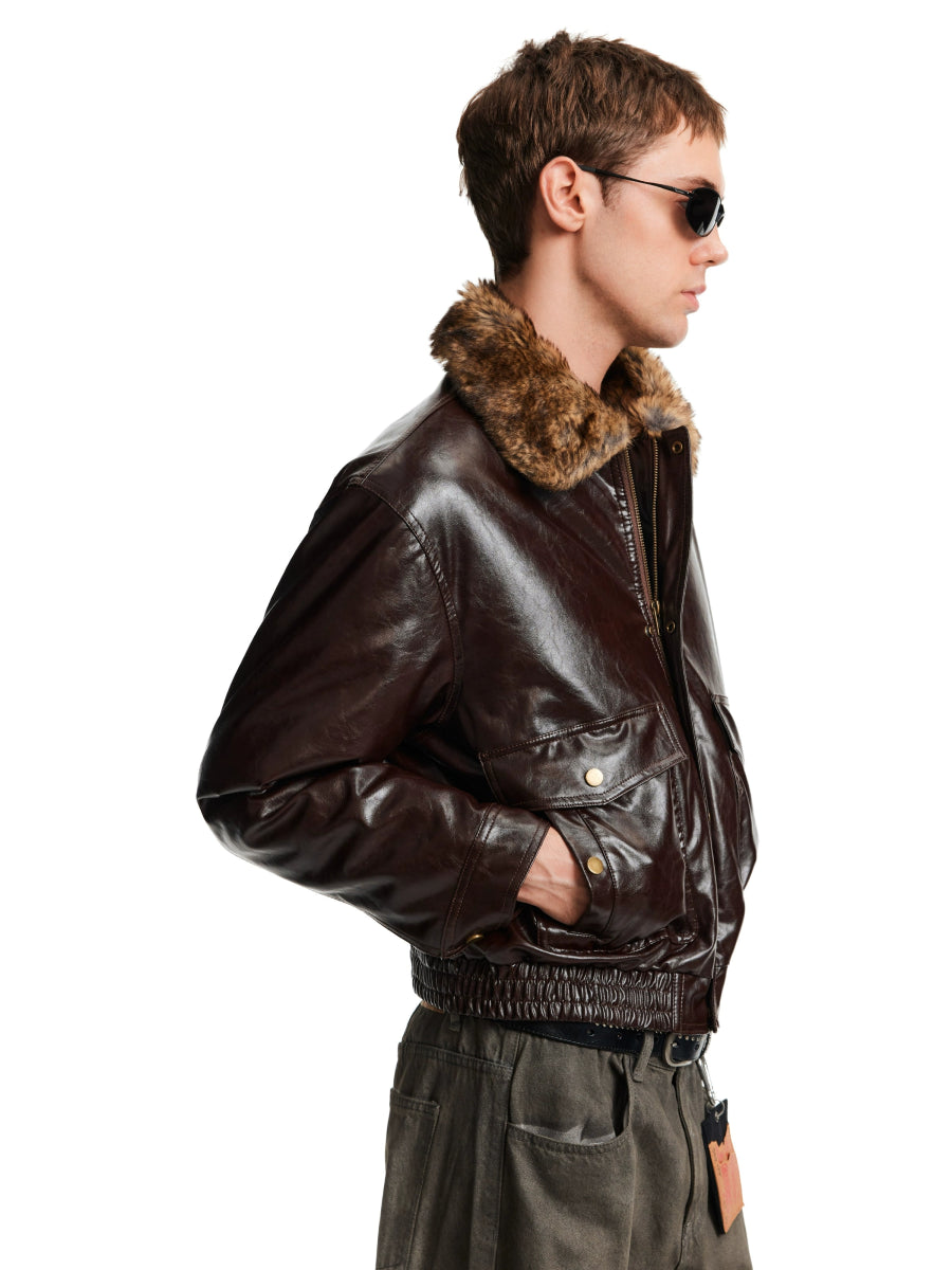 Fur Collar Leather Jacket - Dekayed