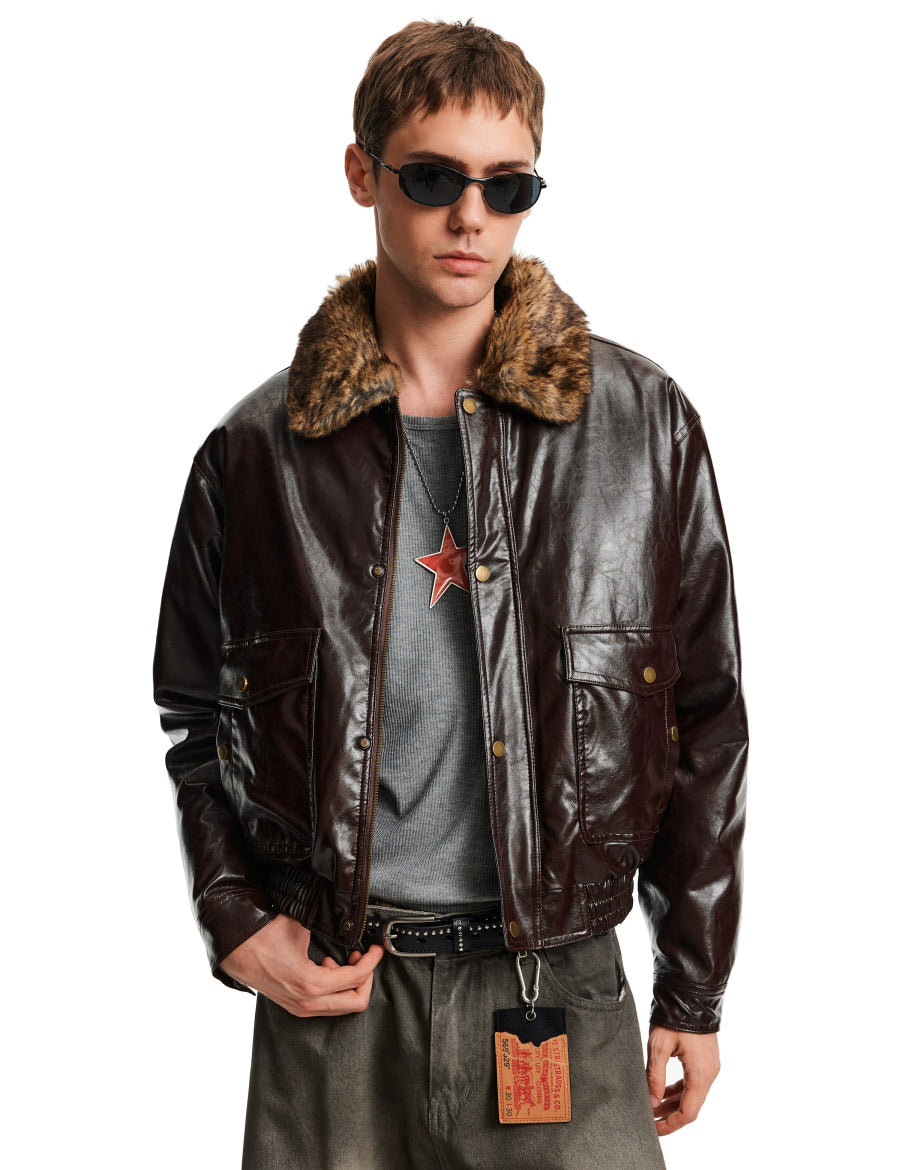 Fur Collar Leather Jacket - Dekayed