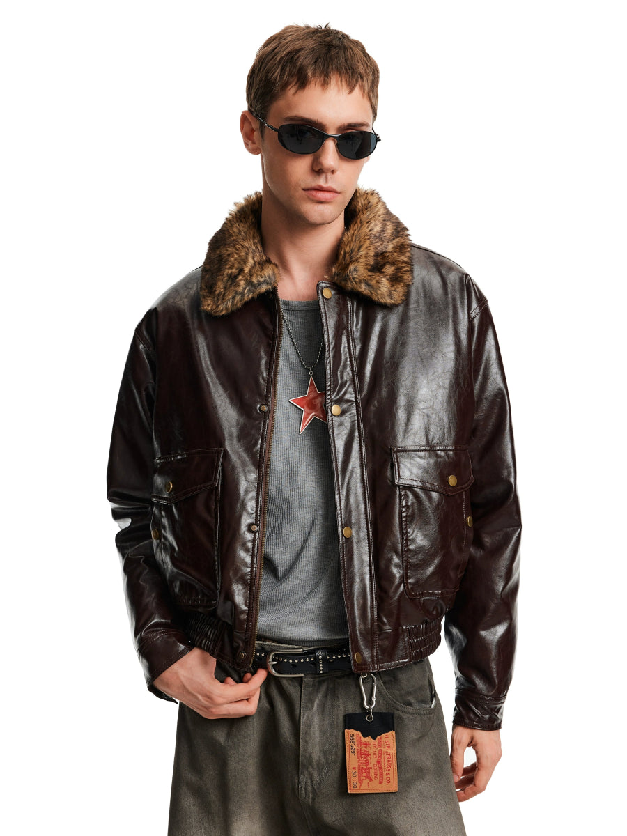 Fur Collar Leather Jacket - Dekayed