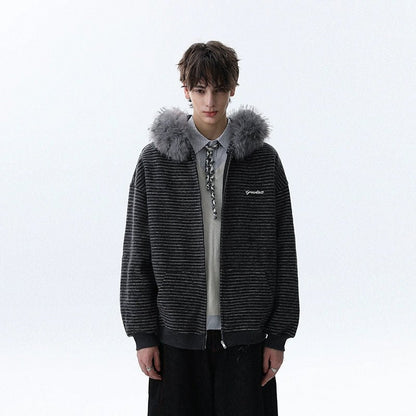 Fur Collar Zipper Jacket - Dekayed