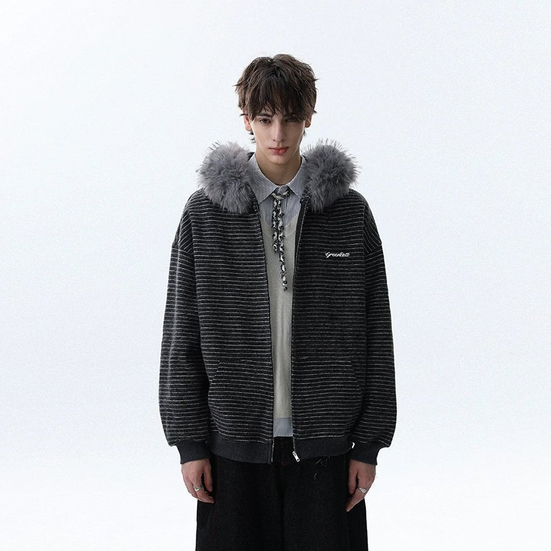 Fur Collar Zipper Jacket - Dekayed