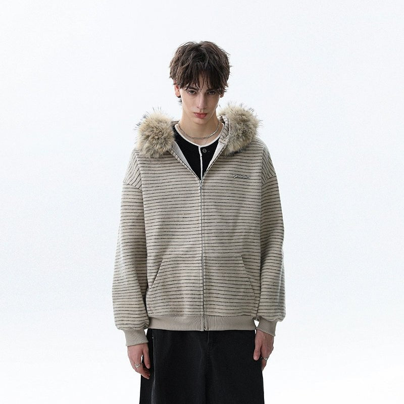 Fur Collar Zipper Jacket - Dekayed