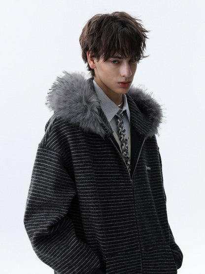 Fur Collar Zipper Jacket - Dekayed