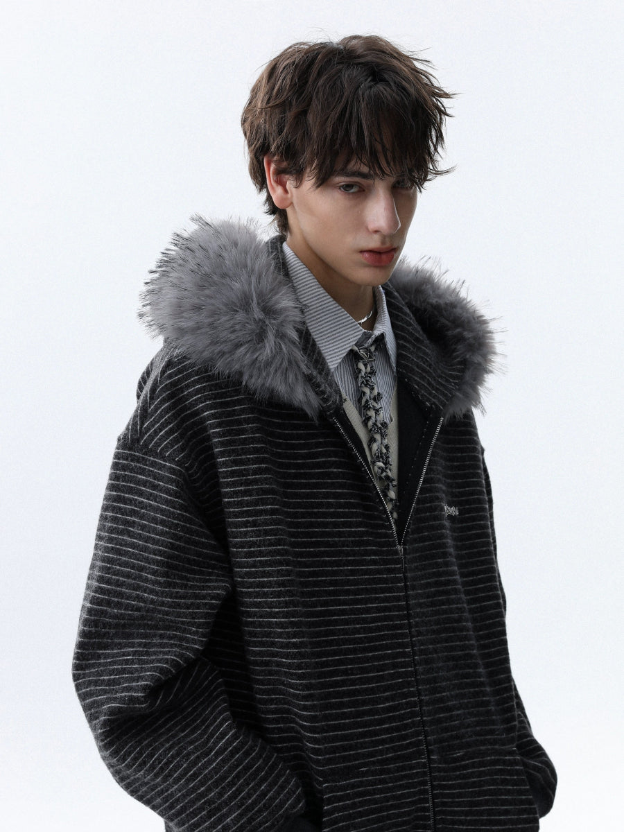 Fur Collar Zipper Jacket - Dekayed