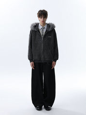 Fur Collar Zipper Jacket - Dekayed