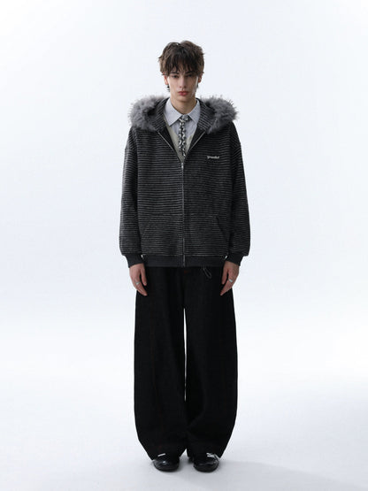 Fur Collar Zipper Jacket - Dekayed