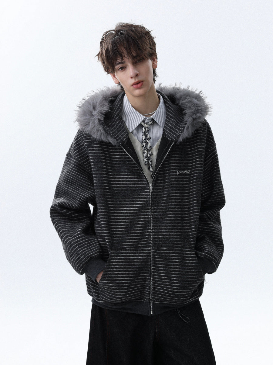 Fur Collar Zipper Jacket - Dekayed